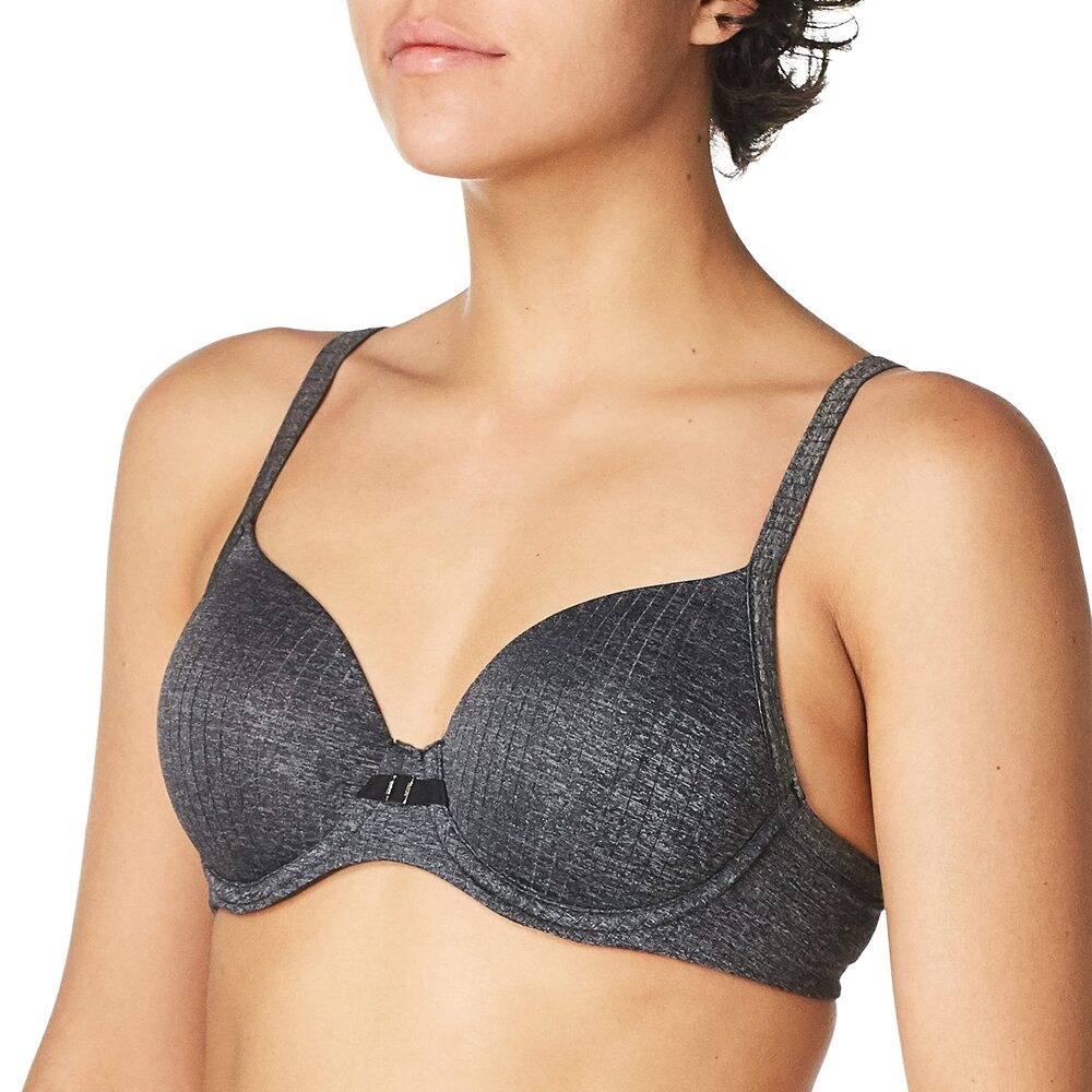 NWT Hanes Ultimate T-Shirt Soft Foam Light Lift Bra, Black Stripe Heather, 36B